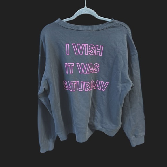 Wildfox I wish it was Saturday broken heart sweatshirt in gray size L NWT - Picture 4 of 13